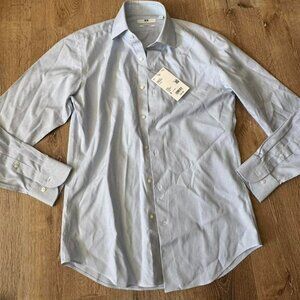 Uniqlo NWT Shirt Mens Blue Extra Fine Cotton Long Sleeve Button Up Shirt Size S